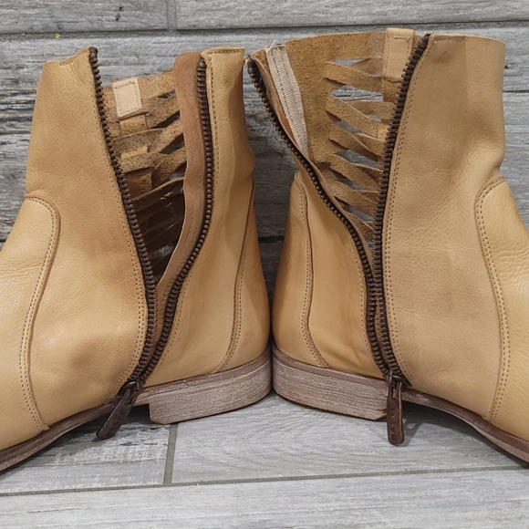 BASKE California "Cactus" Leather Woven Lattice Pattern Zip-Up Ankle Boots - Picture 13 of 16